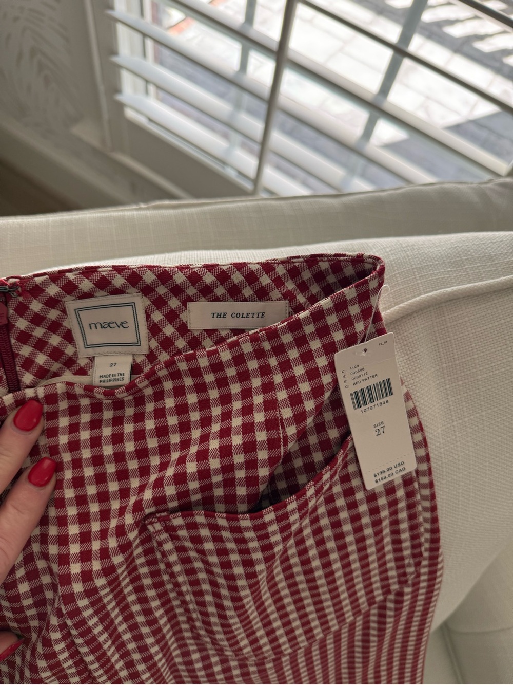 Red Gingham Ruffle-Hem Kids Pants - Picture 2 of 3